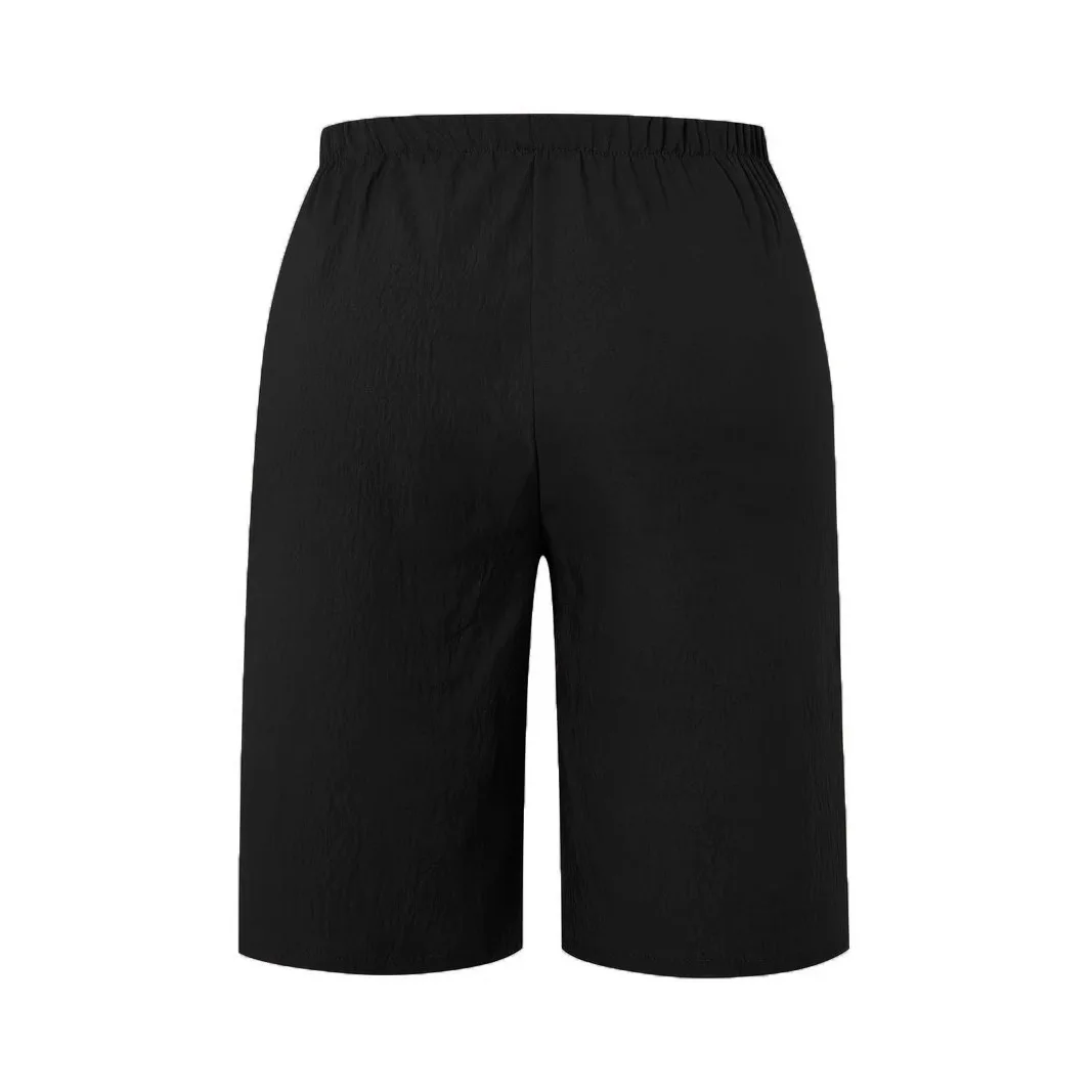 2025 amerikanische Europäische Neue Mode Sommer frauen Einfarbig Casual Trendy Lose Breite Bein Gerade Knielangen Shorts Weibliche