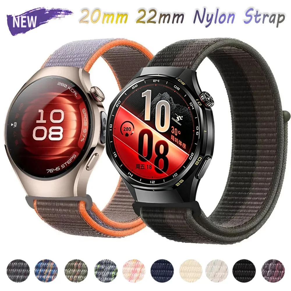 Bracelet en Nylon de 20mm 22mm, pour Huawei Watch 5 GT7-6-5-4 Pro 46mm/Amazfit Balance 3/GTR 4/GTS 4/Bip Max-6/Active 3