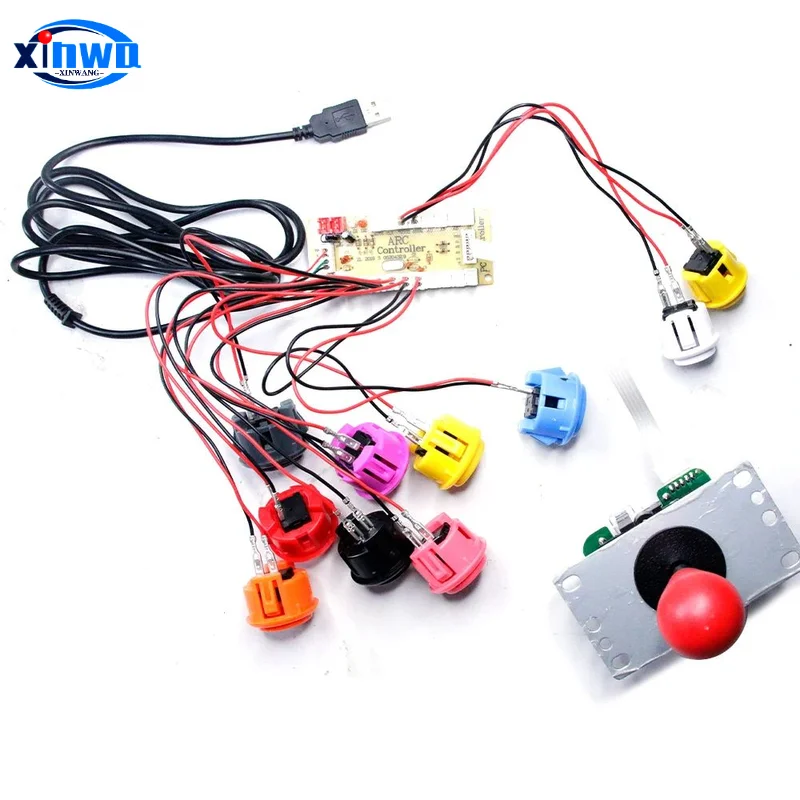 Copy Sanwa Arcade Diy Kit Zero Delay Usb Board Controller Game Joystick Command Pc Raspberry Pi Obsf Push Button One Player Set