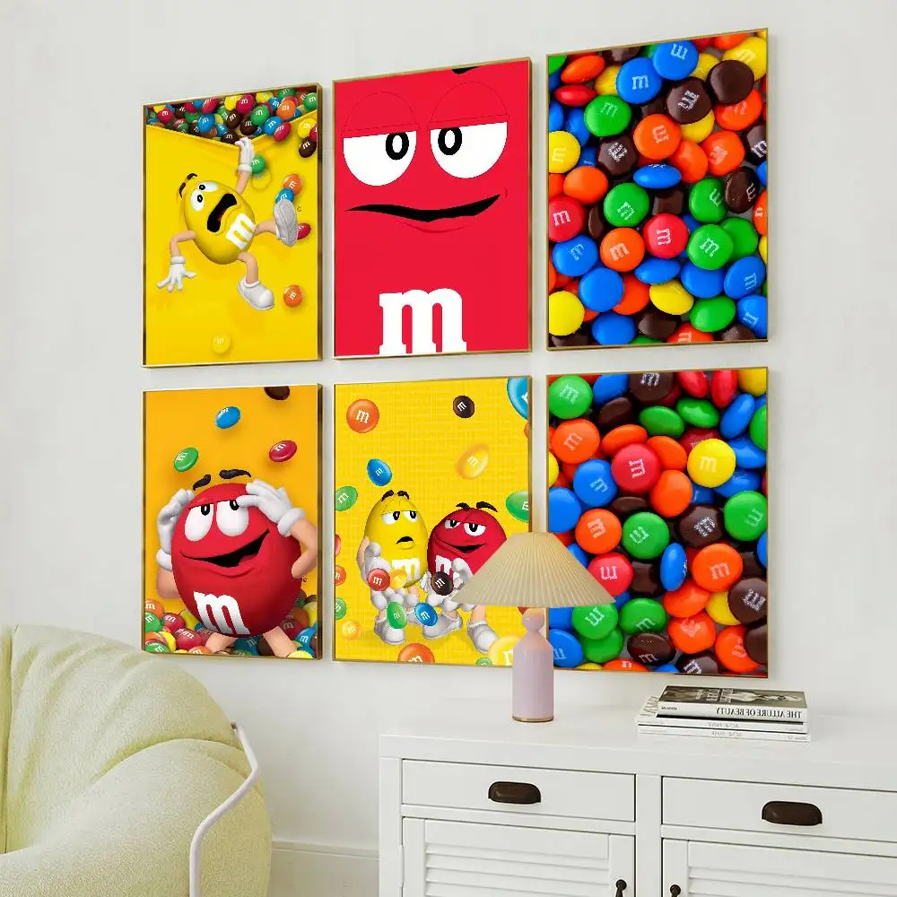 موضة حبوب الشوكولاتة M-M & MS ملصق لوحة ذاتية اللصق غرفة المعيشة مكتب الديكور غرفة نوم المنزل الجدار ملصق يطبع