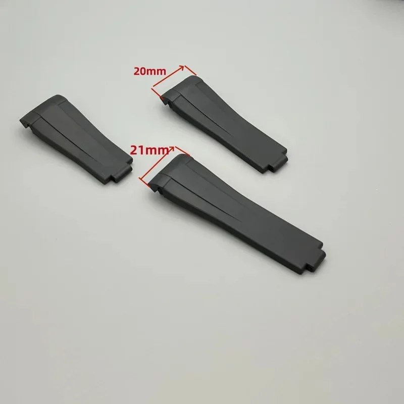 حزام مطاط FKM ذو نهاية منحنية لآلة الغواصة على طراز رولكس | حزام غوص مقاوم للماء مقاس 20 مم لليخوت ساكن البحر باللون الأسود #4