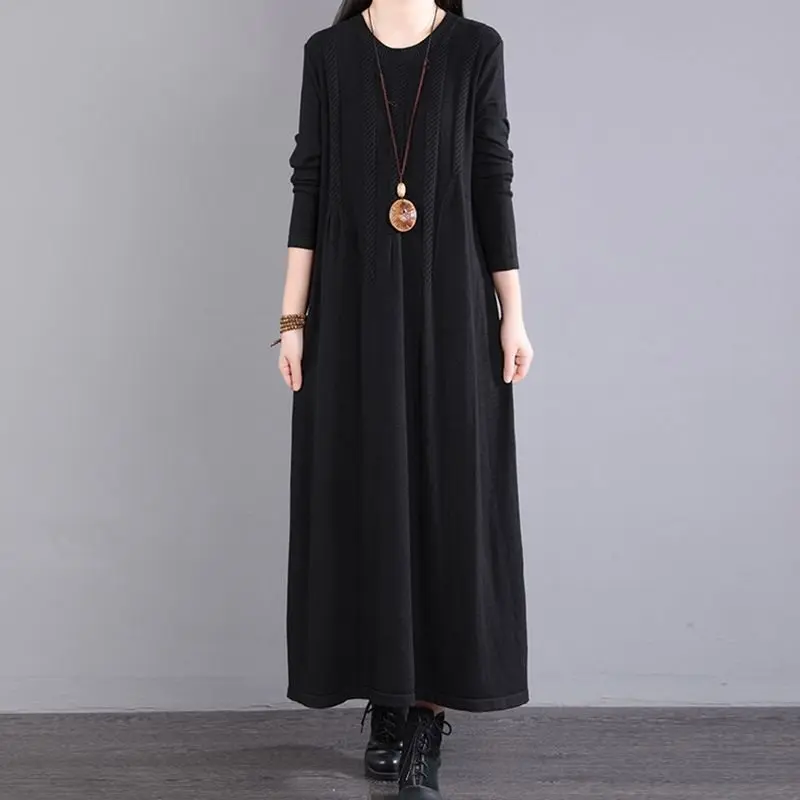 Ropa De Mujer New Pulls Woman Clothes Loose Long Sweater Dress Spring Autumn Women‘s Jumper Middle Aged Mother Pullover Dresses