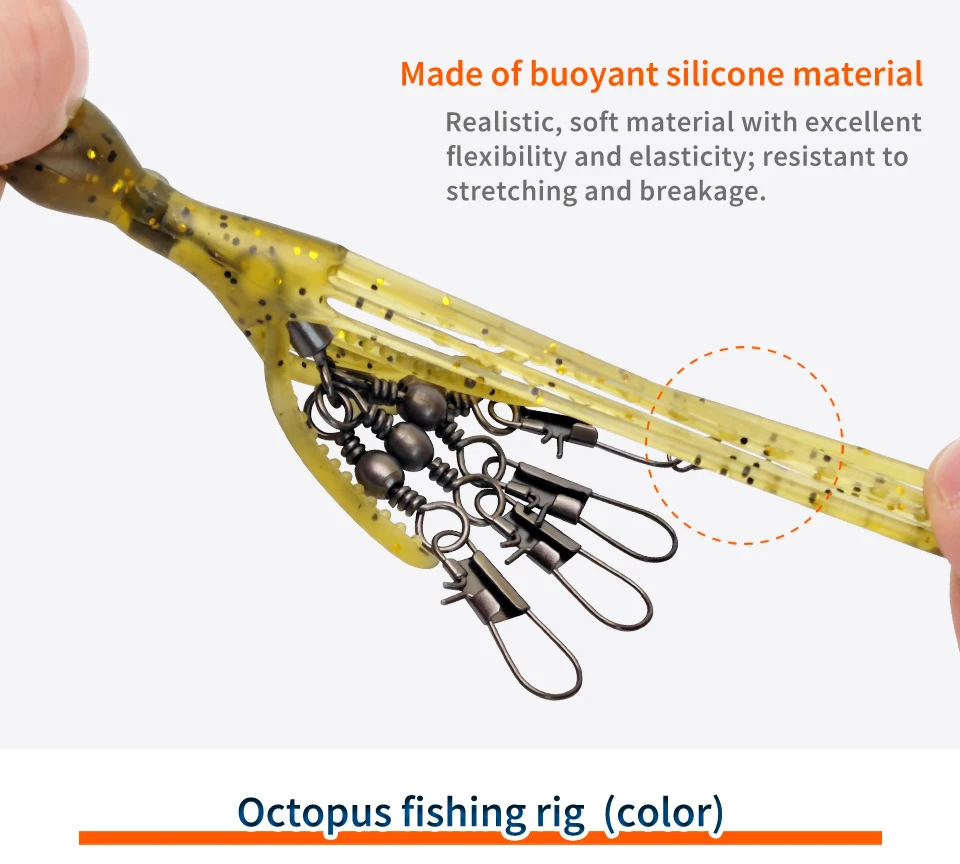 2 stücke Silikon Octopus Köder Angeln Stecker Pin Set Tintenfisch Jig Haken Wirbel Lager Roll Wirbel Solide Ring Tackle für angeln – Detail 6