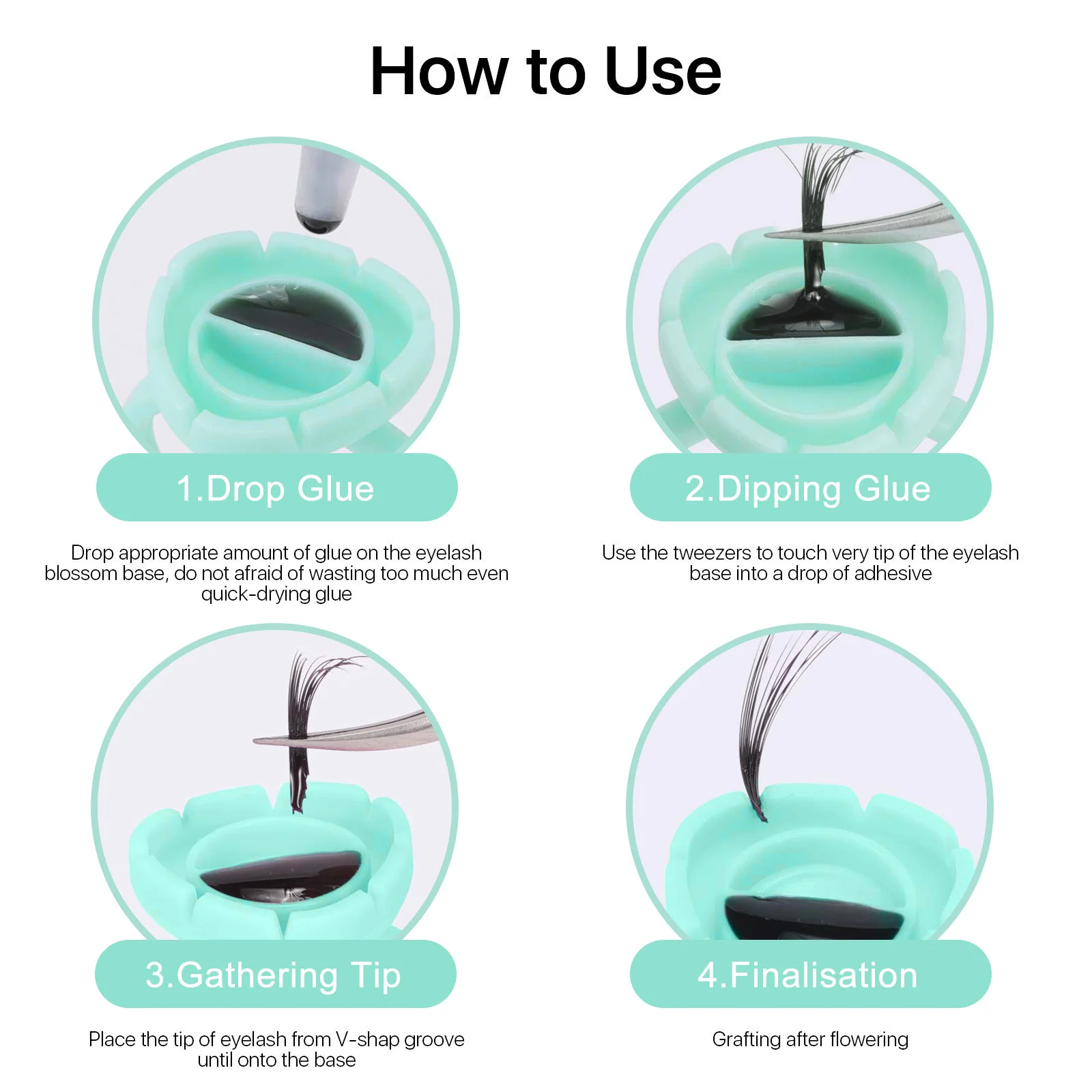 

100Pcs Eyelash Makeup Supplies Premium Design Ring Cup Easy Clean Remove Durable Practical Ring Cup Eyelash Makeup Tool