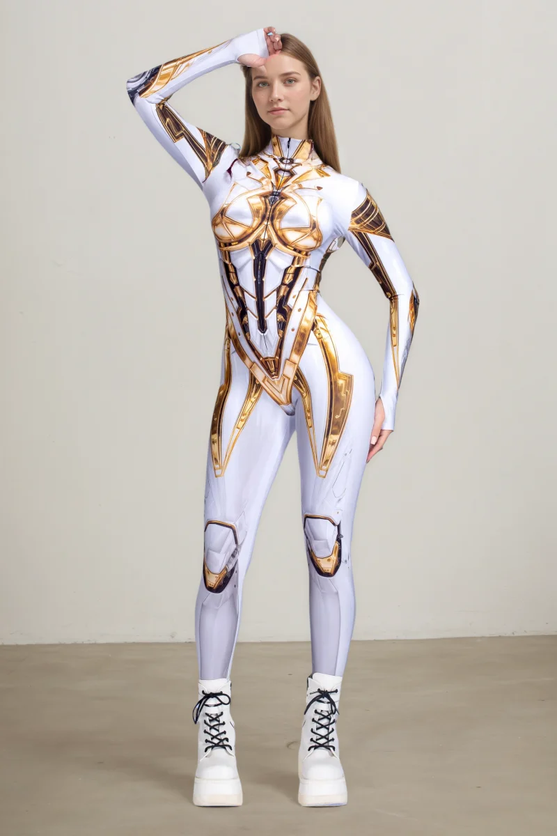 Mehrfarbiger mechanischer Roboter-Jumpsuit, Halloween-Cosplay-Bodysuit, Kostüm für Partys, Bühnenauftritte, Catsuit, Aerial-Yoga-Anzug, Zentai – Detail 4