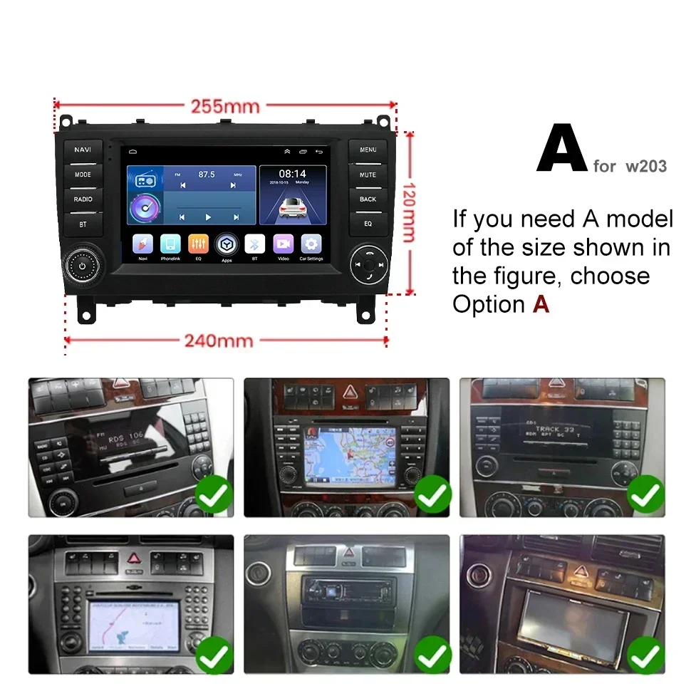 Car Radio for Mercedes Benz W203 W209 W219 A Class A160 C-Class C180 C200 CLK200 C230 2004-2011 Android GPS FM BT GPS Car Audio