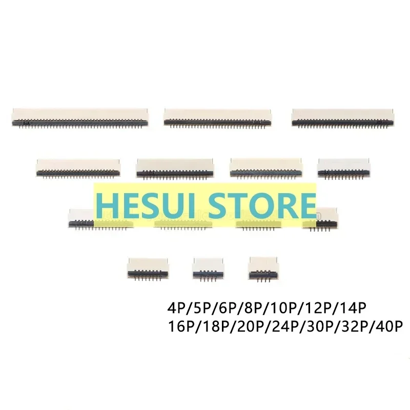 10 PCS FFC/FPC connector 0.5-1.0H-4/5/6/8/10/12-40P rear clamshell gold-plated spacing 0.5mm
