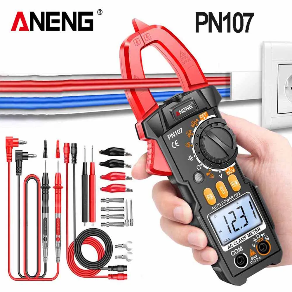 ANENG PN107 4000 liczy cyfrowy miernik cęgowy 600A prądu przemiennego miernik woltomierz amperomierz diodami NCV profesjonalne narzędzia elektryka