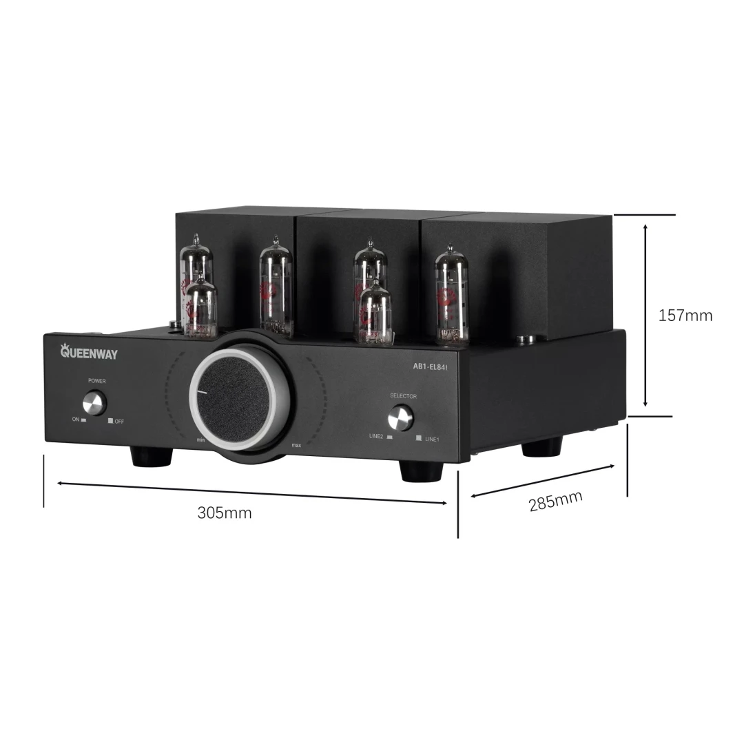 Queenway AB1-EL84I Integrated Tube Amplifier with EL84 Push-Pull 10W*2 Output & Colorful Dynamic Design for Hi-Fi Audio