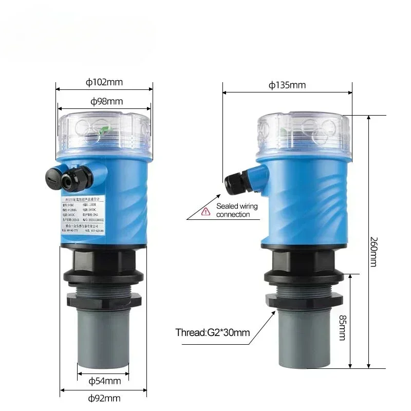 Integrated ultrasonic level gauge sensor river water level meter anti-corrosion probe RS485 controller