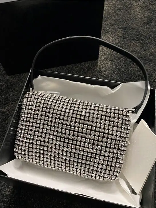 

Модная женская сумка-клатч Crystal Fla Diamond из кожи, новинка 2025 года, трендовая, с кристаллами и стразами
