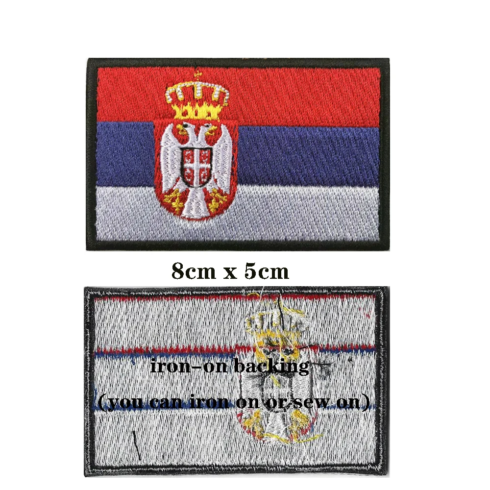 1PC serbska flaga Serbia Armband haftowane Patch Hook & Loop lub haftowane naprasowanki odznaka tkaniny wojskowy moralny pasek