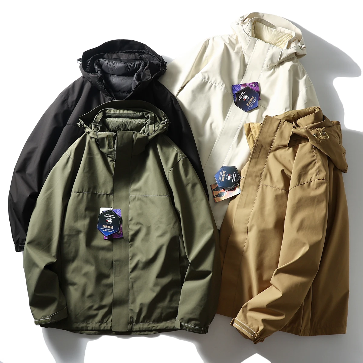 

High-End Tee-In-One 90 Goose down Jaet Men's Outdoor Windproof Warm Detachable Faionable Urban Sle Youth Outerwear