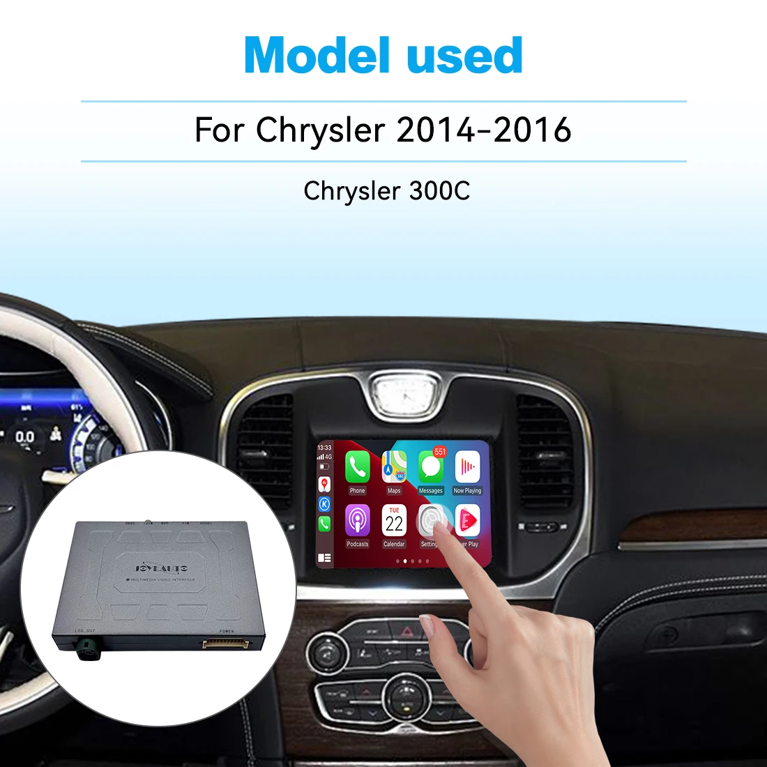 JoyeAuto Wireless CarPlay Android Auto Interface for 2014-2016 Chrysler 300c Mirroring AirPlay USB Flash OEM Screen Upgrade Box