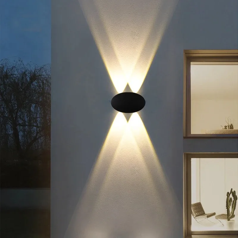 

Современный простой светодиодный 4 Вт овальный открытый Крытый IP65 водонепроницаемый садовый настенный светильник теплого света напряжение 85 В-265 В