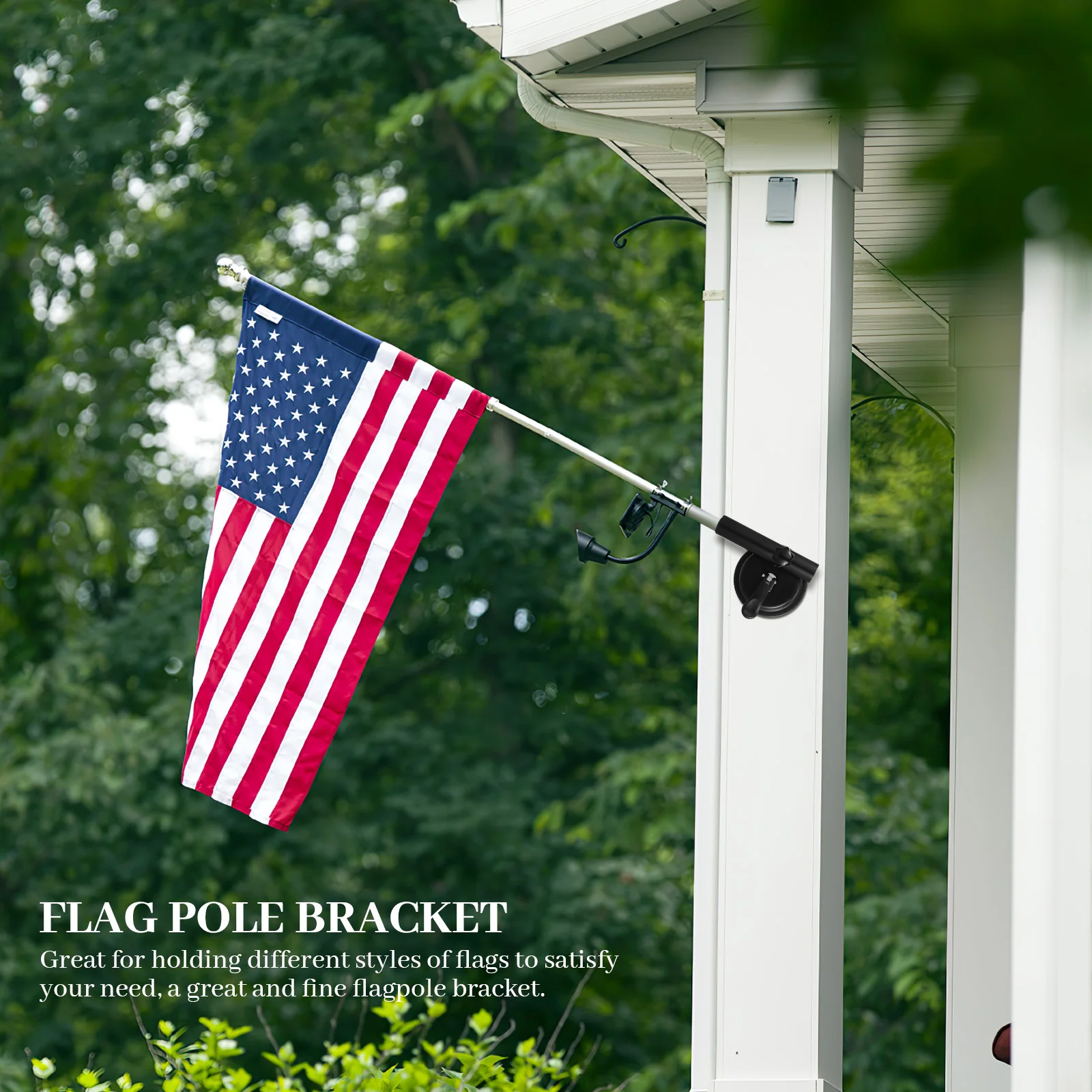 

1pc Aluminum Alloy Flagpole Bracket Black Color Pole Holder for Railing Fence Yard Terrace Outdoor Use Durable Stable