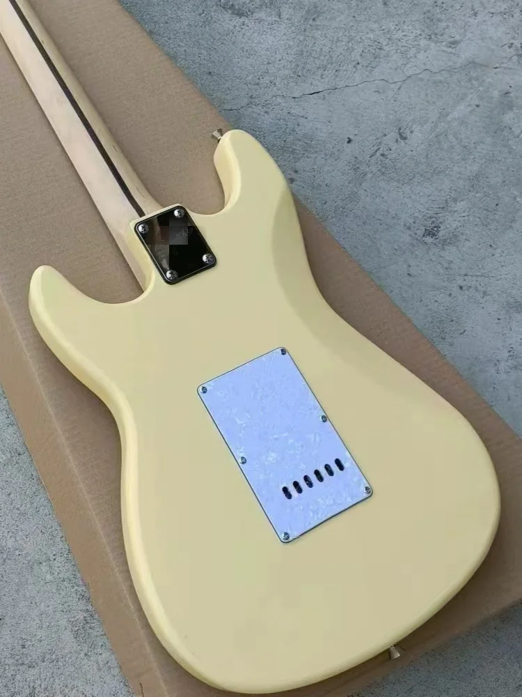 Guitarra eléctrica con diapasón acanalado, tienda personalizada, hecha en China, amarillo crema, Envío Gratis