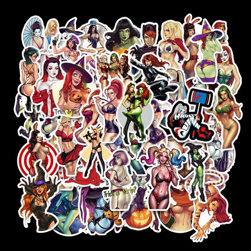 50pcs Sexy Beauty Devil Demon Girls Stickers Devil Girl Graffiti Stickers for DIY Luggage Laptop Skateboard Bicycle Stickers