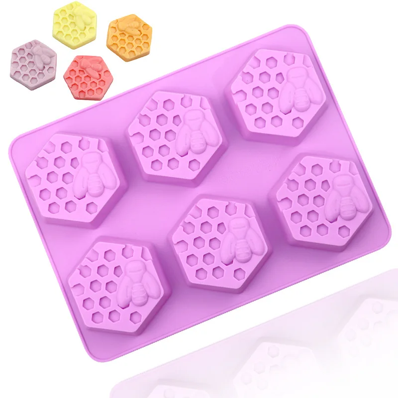 Honeycomb Soap Mold 3D Bumble Bee Stamp For Handmade Lotion Bars Honeybee Wax Melts Bath Bomb Chocolate Dessert Decoration Tools - view 6