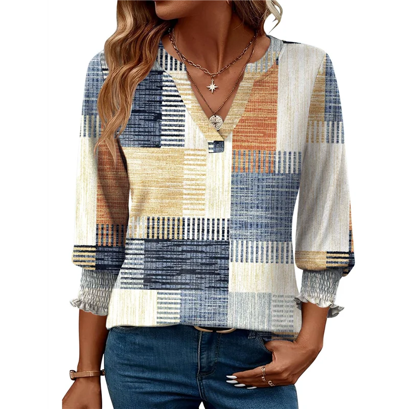 

FX-Women's 2025 Fashion Tops 3/4 Length Sleeve Business Casual Blouses Summer Tees Shirts