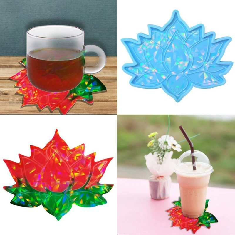 Cups Mat Resin Molds Lotus Epoxy Resin Silicone Molds  Coaster Moulds