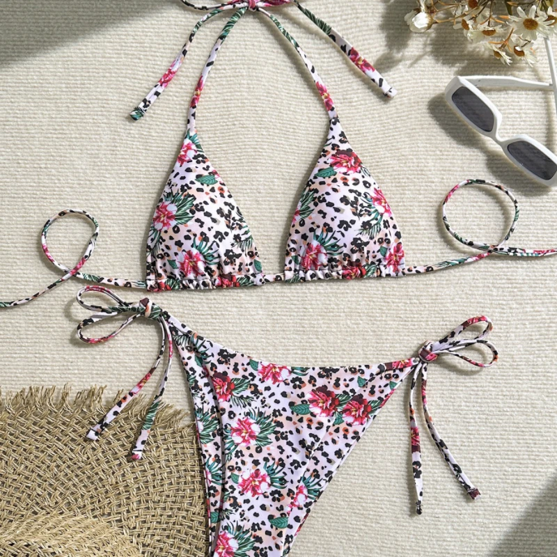 

Сексуальный купальник бикини с цветочным принтом из двух частей