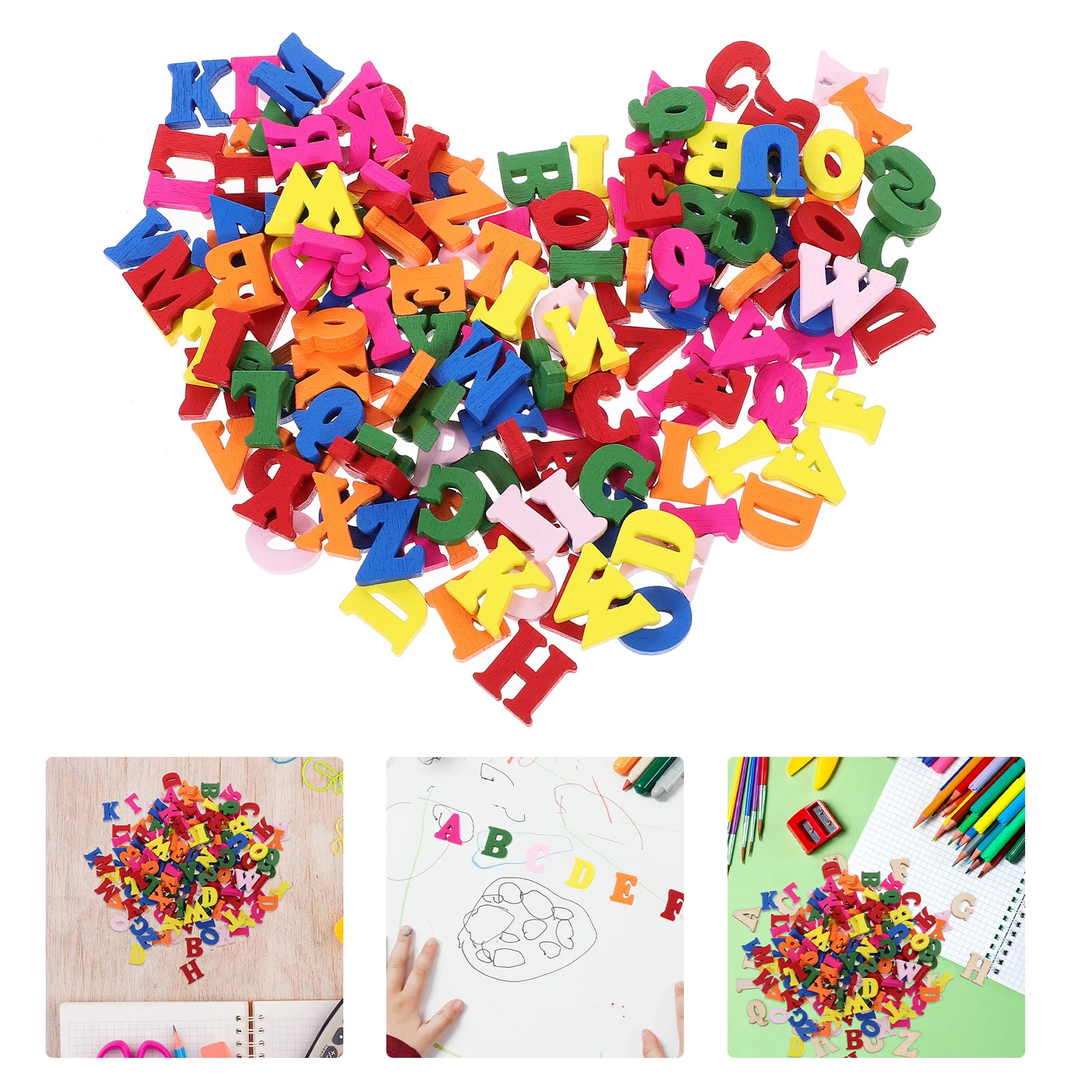 200 Pcs Handmade Letters Small Wooden Decorations DIY Blocks Blank Ornaments Craft for Wall European American