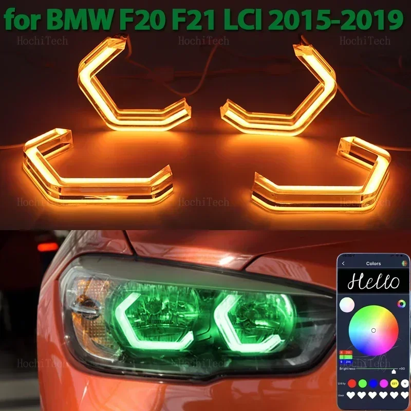 

For BMW 1 Series F20 F21 LCI 2015-2019 M4 Style RGB Ring Angel Eyes Phone APP Control Remote LED Tuning Headlight Light Rings