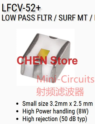 

1PCS Mini-Circuits LFCV-52+ JV1210C LTCC Low Pass Filter DC-52 MHz Amplifiers LFCV-52 High Power handling (8W) SMD MINI LFCV