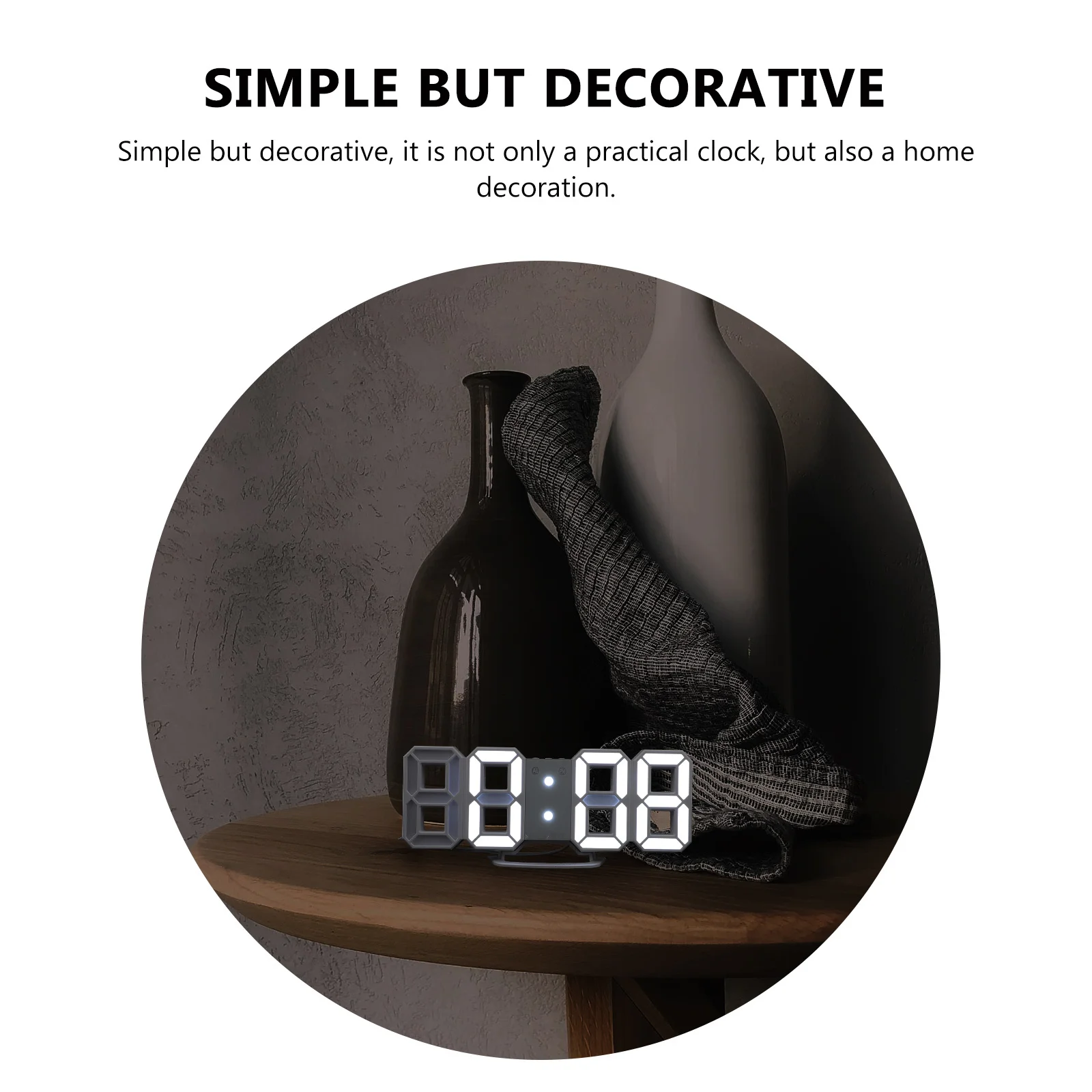 

1Set Led Wall Clock 3D Digital Display Large Screen Silent Wall Mounted Clock For Home Office Decor Household Indoor Pendant