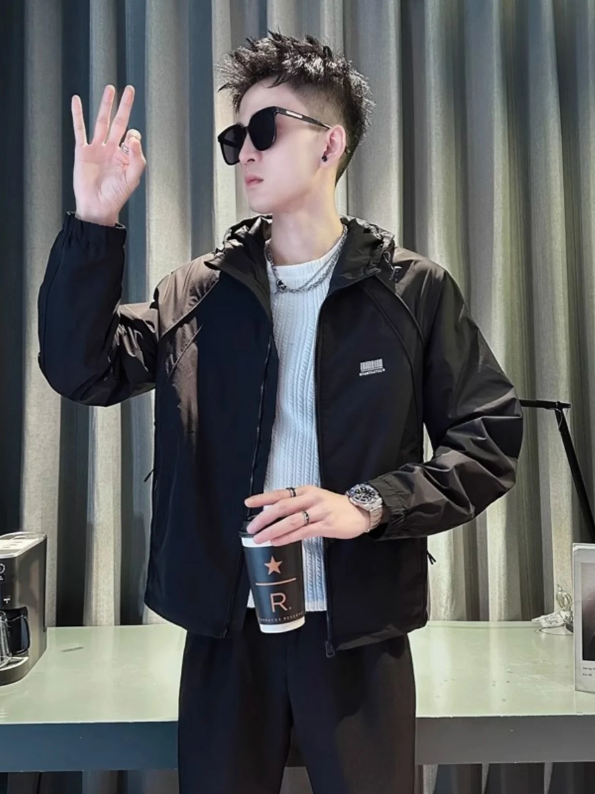 

Men's Functional Workwear Jaet Spring Autumn 2025 New American High-End Trendy Windproof Hooded Jaet Polyester Fiber