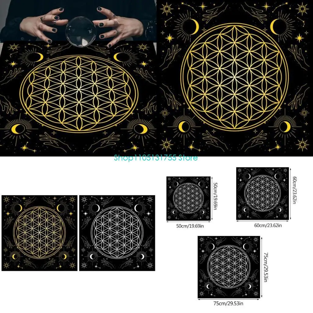 

K0EF Square Flannelette Tarot Altar Cloth Board Game Pad Astrological Oracles Pad Table Cover Card Mat Divinations Tablecloth