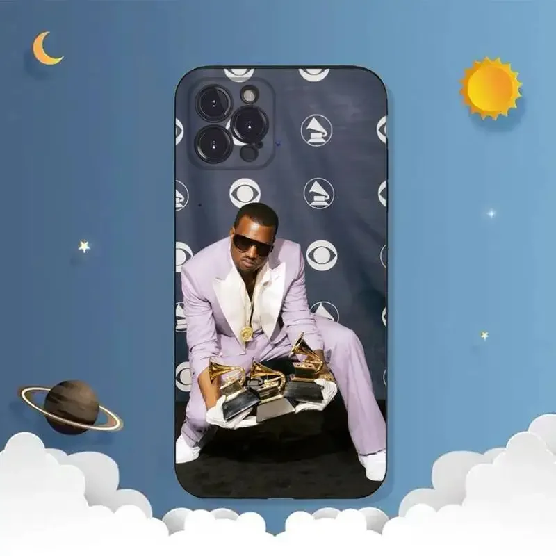 K-kanye West Famous Singer funda de teléfono para iPhone 11, 12 Mini, 13, 14, 15 PRO, XS, MAX, X, XR, 6, 7, 8 Plus, carcasa negra