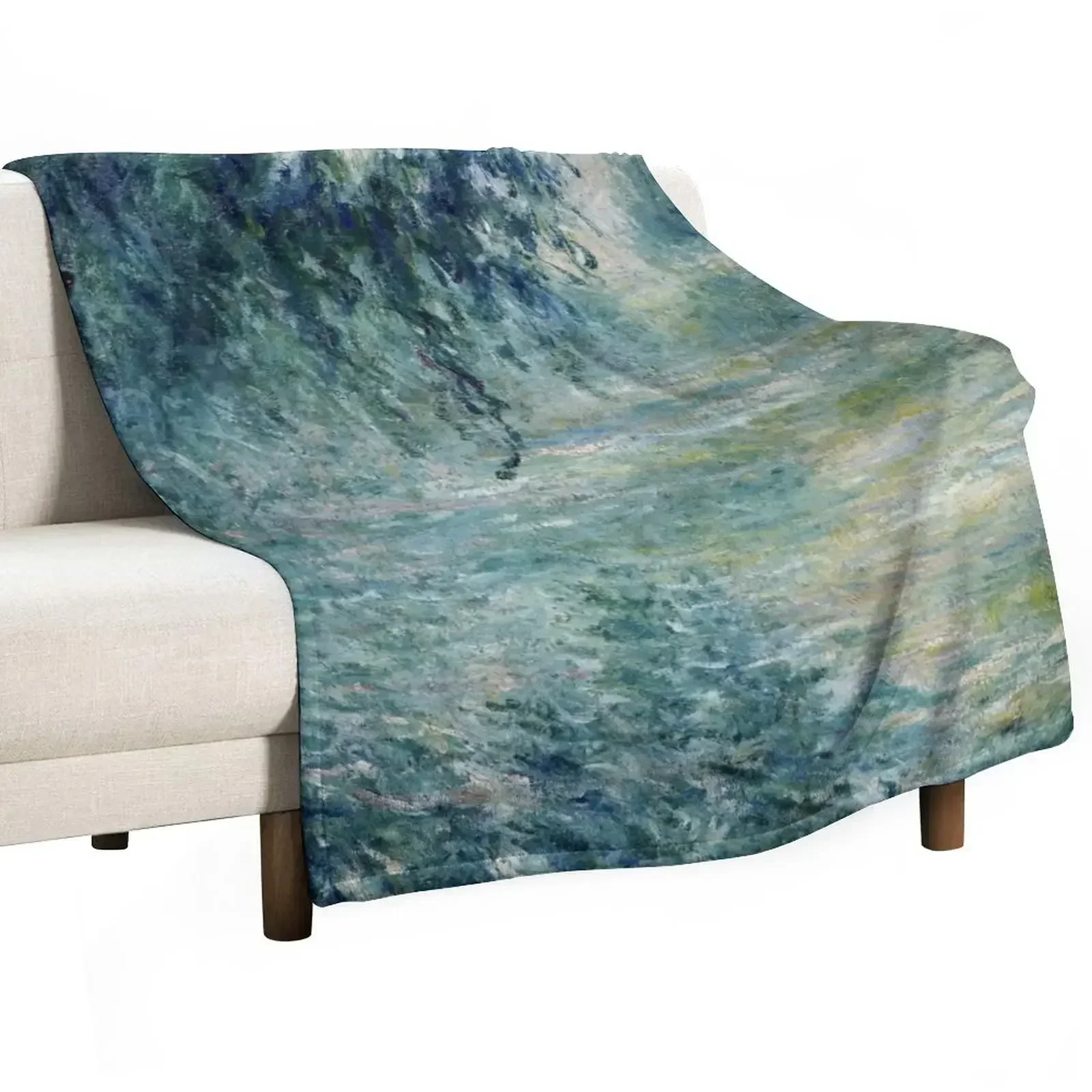 Monet Morning on the Seine Fine Art Throw Blanket Sofa Luxury Designer Blankets