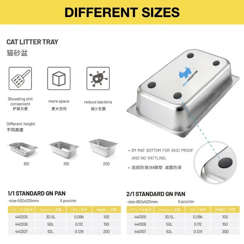 Pet supplies OEM Reusable Extra Large Tough multifunction Stainless steel Sand Toilet Metal Cat Box Tray trays