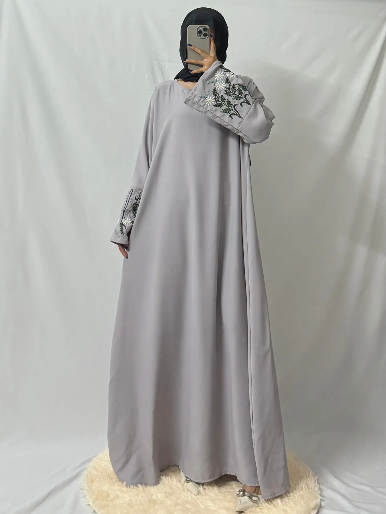 Modest Prayer Dress Muslim Kaftans Long Sleeve Loose Embroidery Maxi Ramadan Dresses Islamic Clothing Women Abaya Muslim Jilbabs