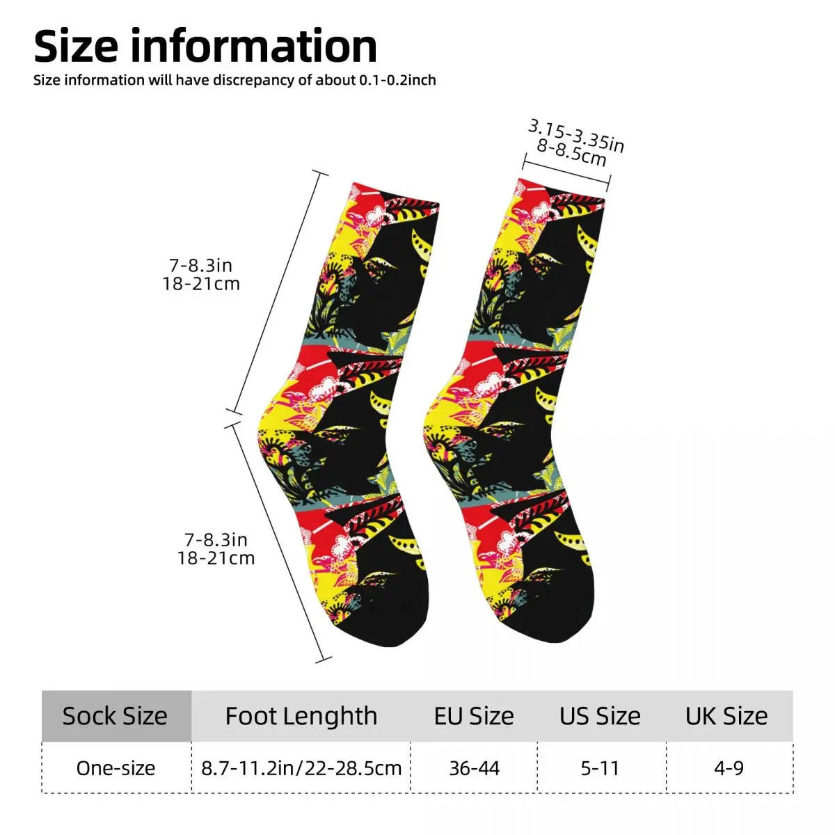 Chaussette Imprimée Homme Polyester Illustration Fleur (8)