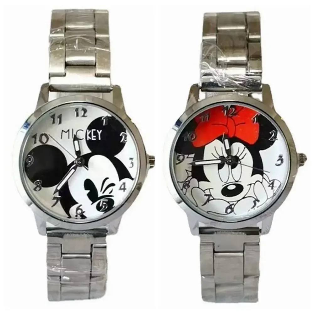 New Disney Mickey Mouse Minnie Gold Silver Watch Children\'s Boys Girls Watches Steel Students Quartz Adult Watch Birthday Gift