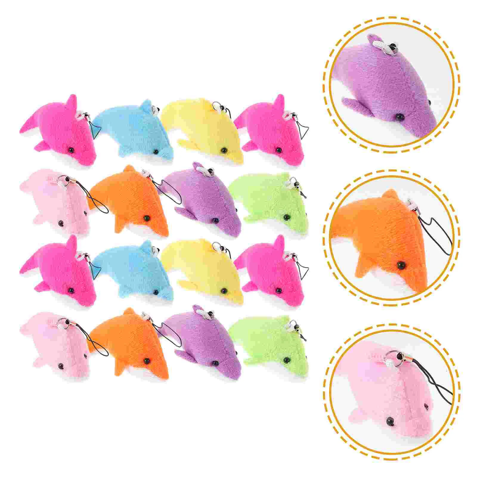 25 Pcs Plush Toy Dolphin Keychain Stuffed Adorn Pendant Schoolbag Pendants Backpack Hanging Lovely Fluffy The Animal