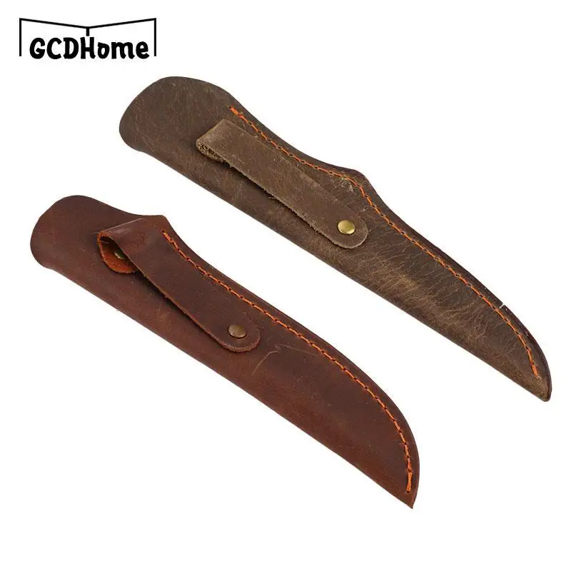 1PC 17.5CM/24CM Cowhide Leather Sheath For Straight Knife Cowhide Leather Case For Fruit Knife