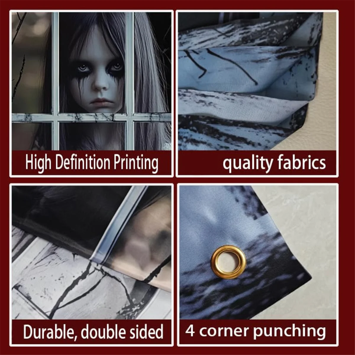 2025年+ 2パック ハロウィン ウィンドウデコレーション 女性ゴースト ハロウィン ウィンドウ ホラー 女性ゴースト ドール カーテンセット