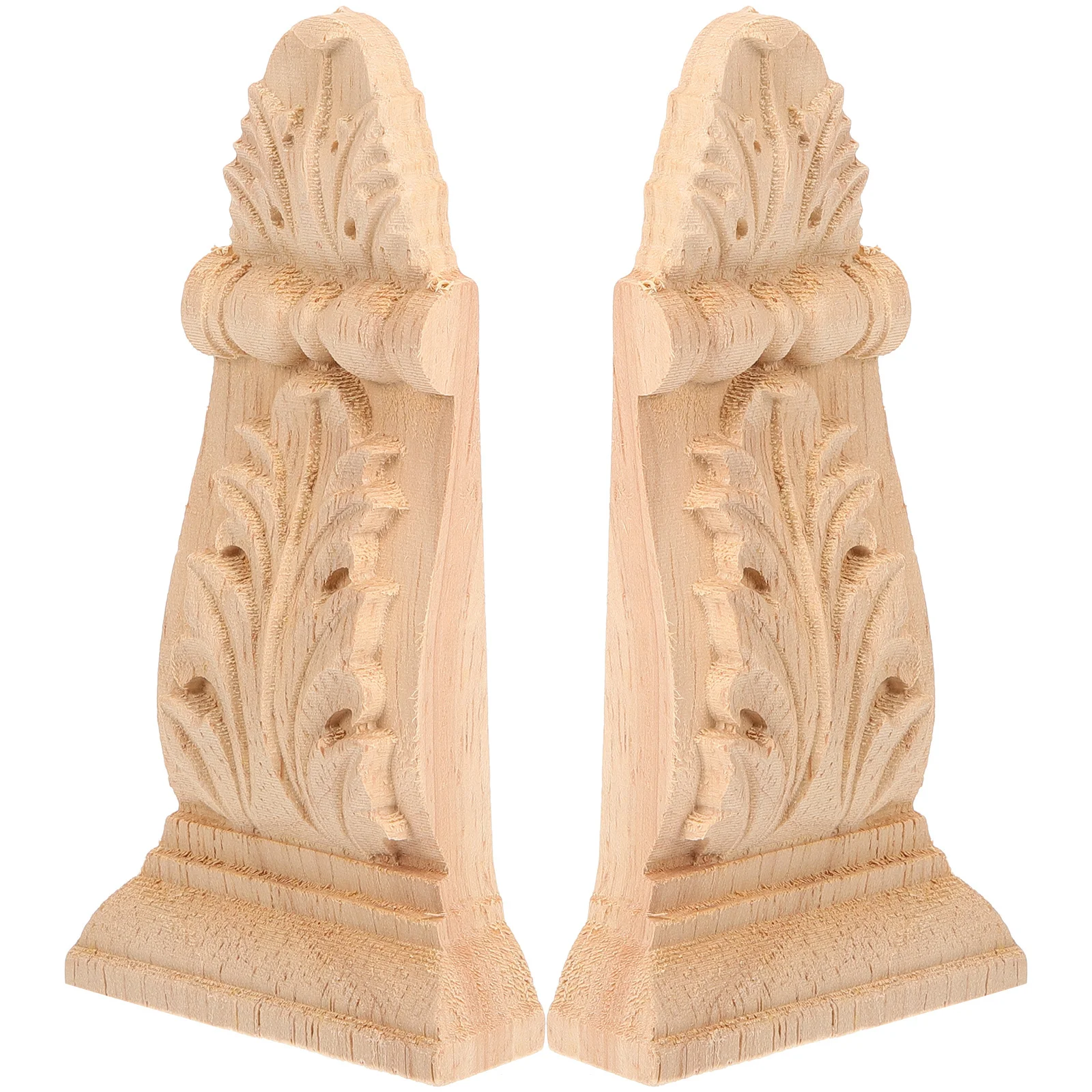 

2Pcs European Style Wooden Carved Applique Decorative Furniture Door Bed Cabinet Woodcraft Embellishment Unpainted