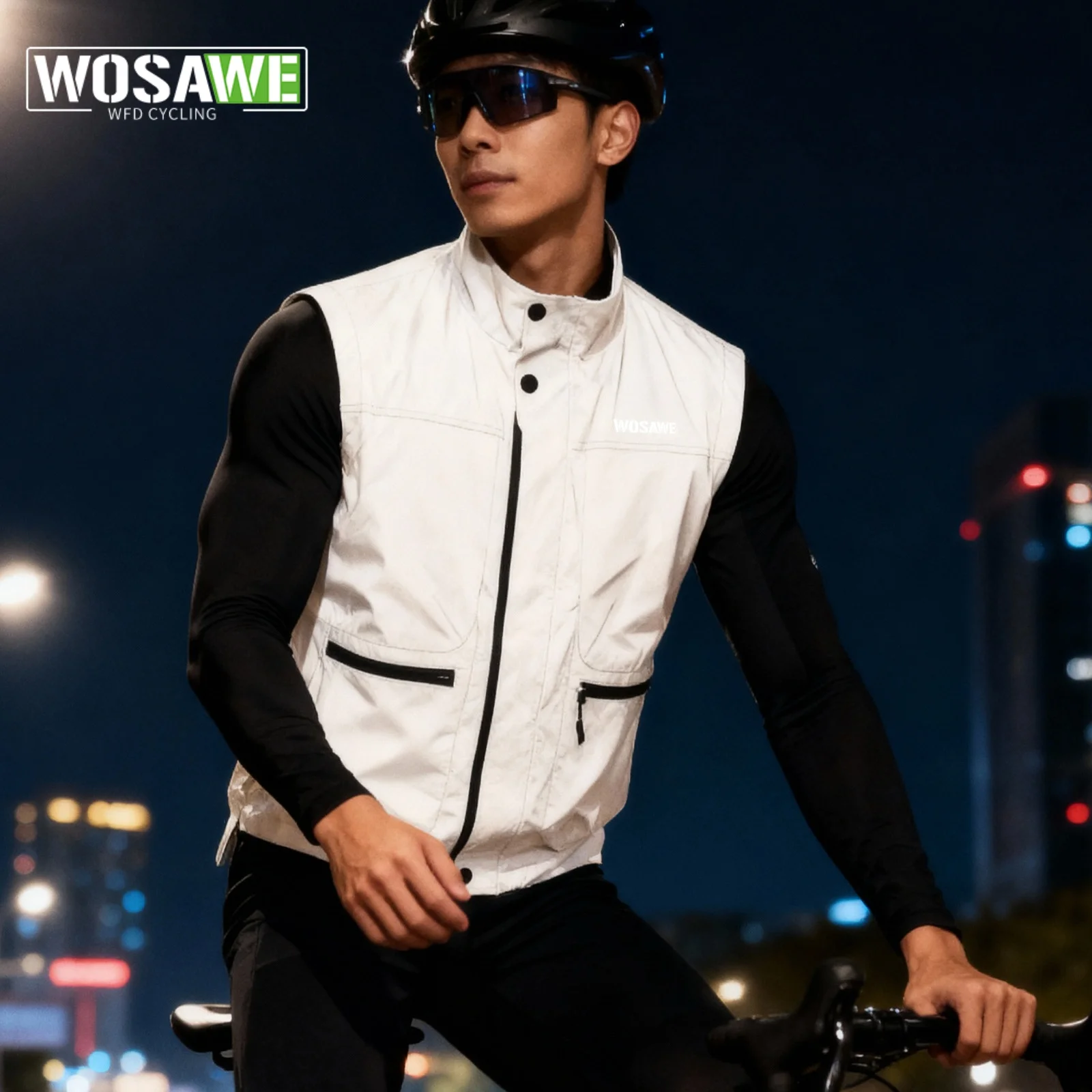 

WOSAWE Full Reflective Vest High Visibility Waterproof Wind Breaker Vest Men Women Hiking Cycling Running Safety Vest