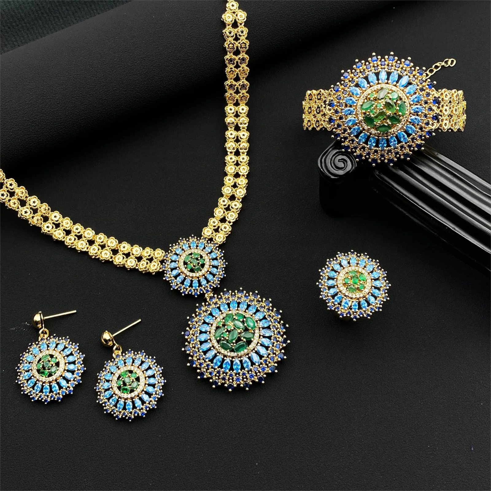 New plated Jewelry Set Bridal Cubic Zirconia for Woman\'s Party Gift Jewelry Sets Nigeria Wedding Jewelry Factory LIBYA