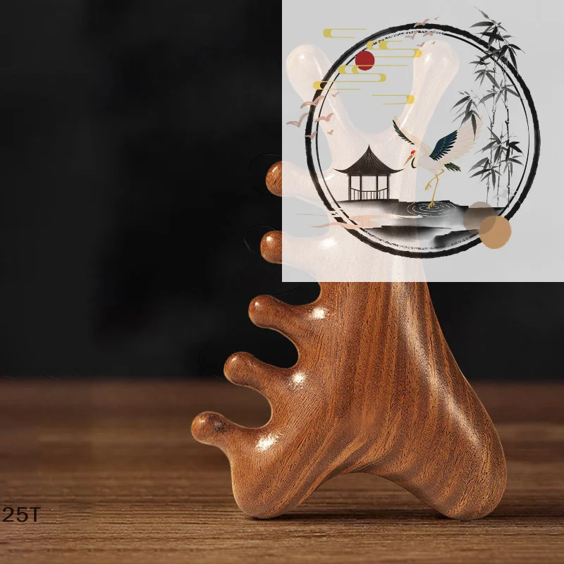 

Multifunctional Meridian Wooden Massage Head Health Comb Sandalwood Large Wide Tooth Guasha Point Comb