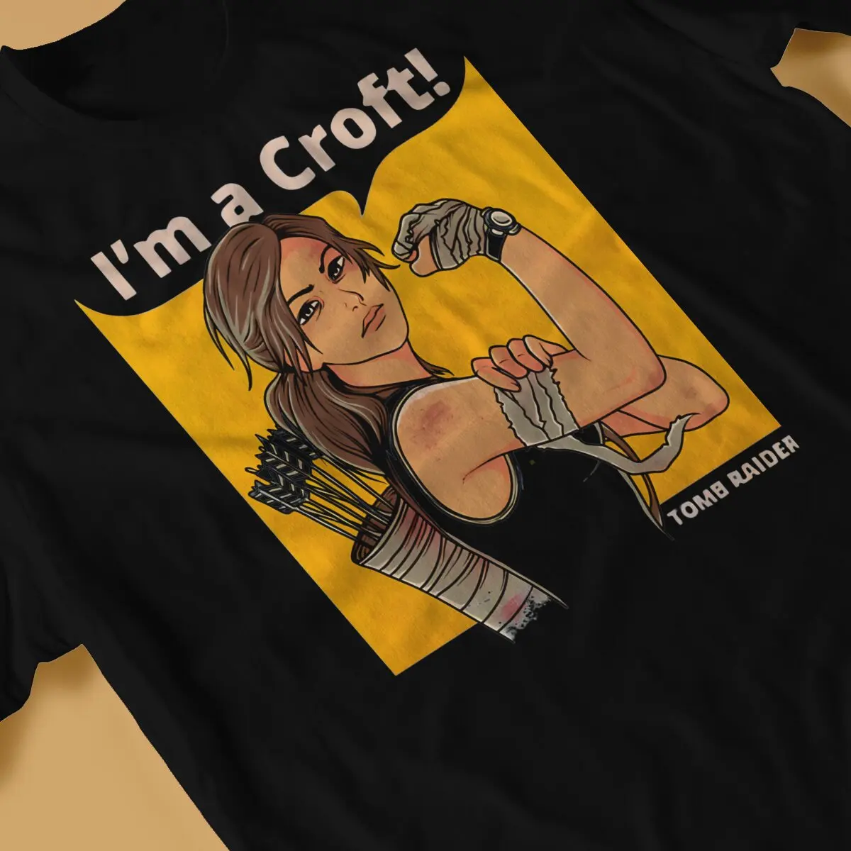 تي شيرت قطن قبر للرجال ، قمم عتيقة ، لعبة لارا ، I M A Croft ، شرير ، Yr353 #3