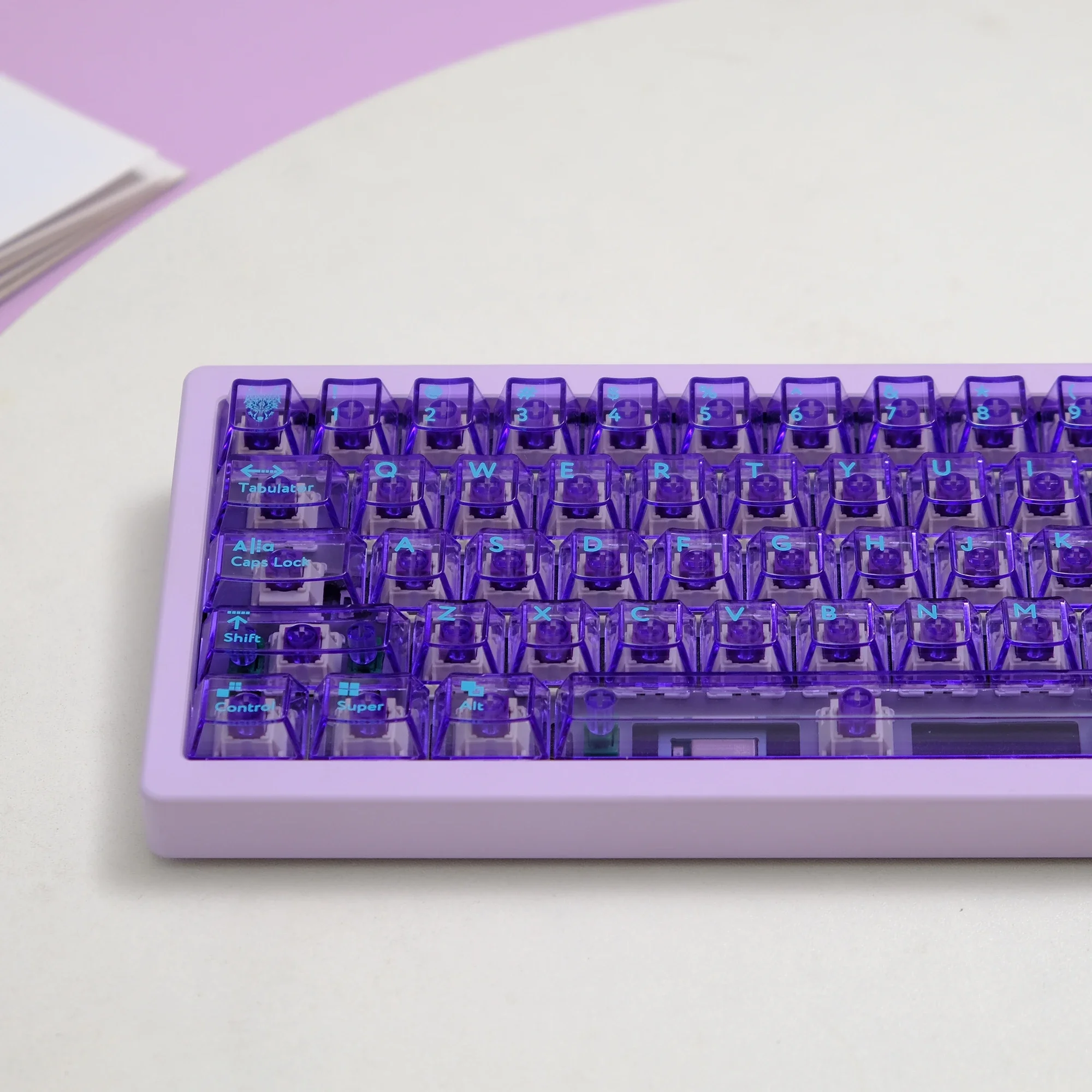 

Purple Full Transparent Clear Keycaps 114 Keys Cherry Profile Double Shot PC Keycaps for Gateron MX Switches Mechanical keyboard