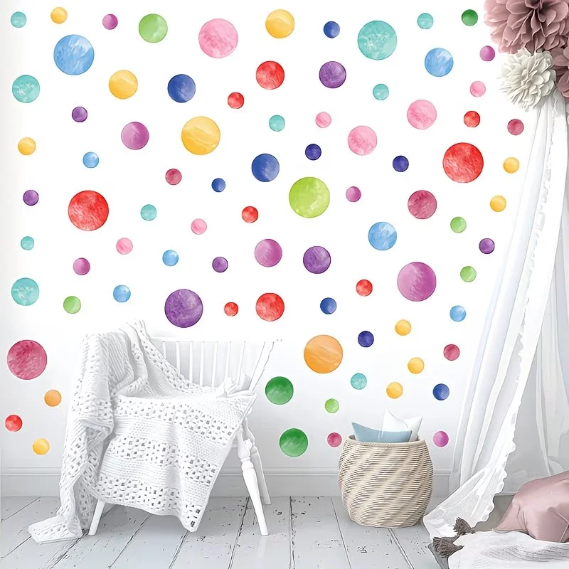 3pcs Watercolor Polka Dots Wall Sticker, Self-Adhesive Decorative Sticker, Suitable for Kids Room, Bedroom, Living Room,