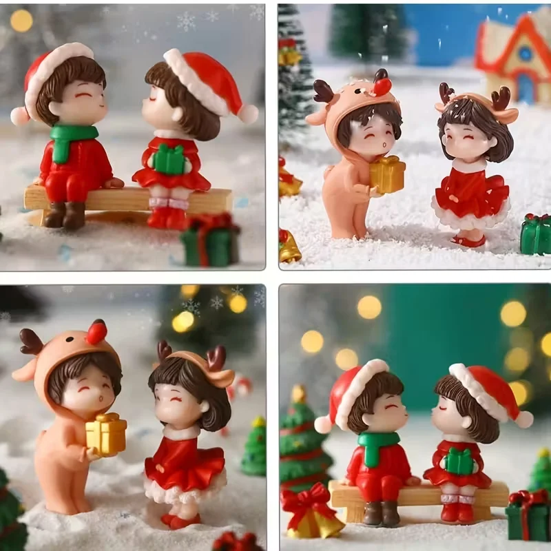 Веселая рождественская пара, фигурки, украшения для дома, новогоднее елочное украшение, праздничный настольный декор для подарка на годовщину свадьбы