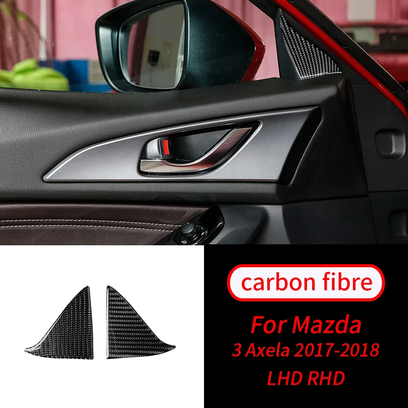 For Mazda 3 Axela 2017 -2018 2 PCS Real Carbon Fiber Door Window Conner Cover Sticker Trim Car Interior Accessories